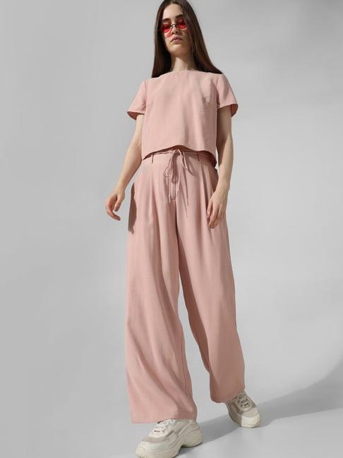 only light pink straight fit high rise pants