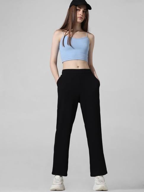 only black straight fit high rise pants