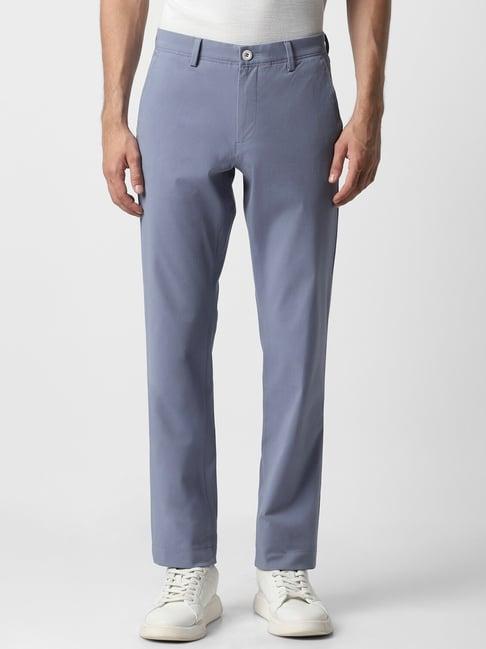 van heusen blue slim fit trousers