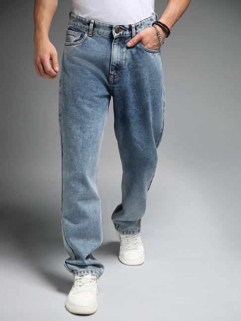 high star blue cotton straight fit jeans