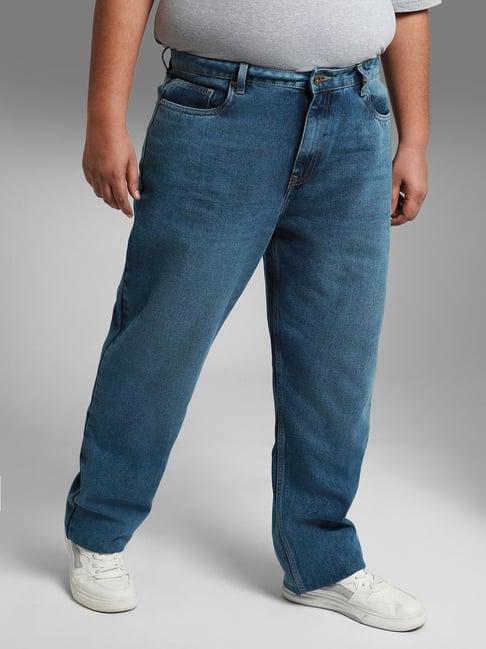 high star blue cotton straight fit jeans