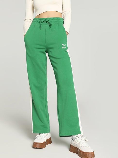 puma green textured pattern sports track pants