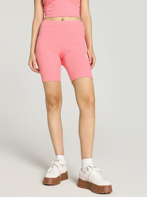 puma pink striped sports shorts