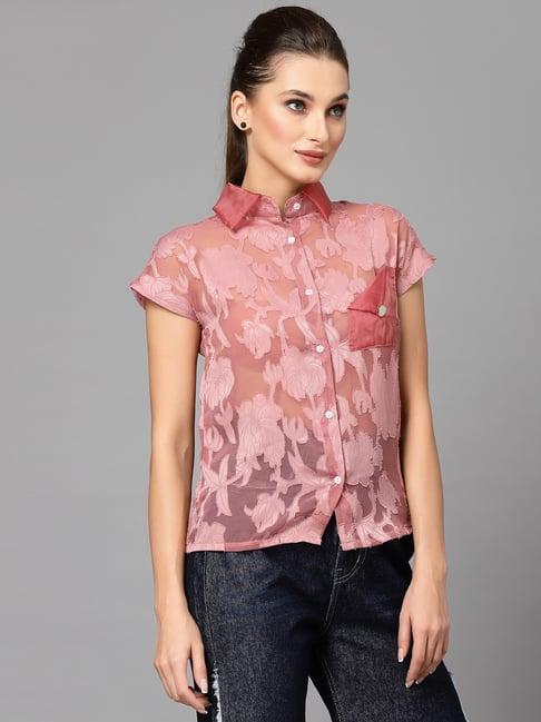 kassually pink floral print shirt