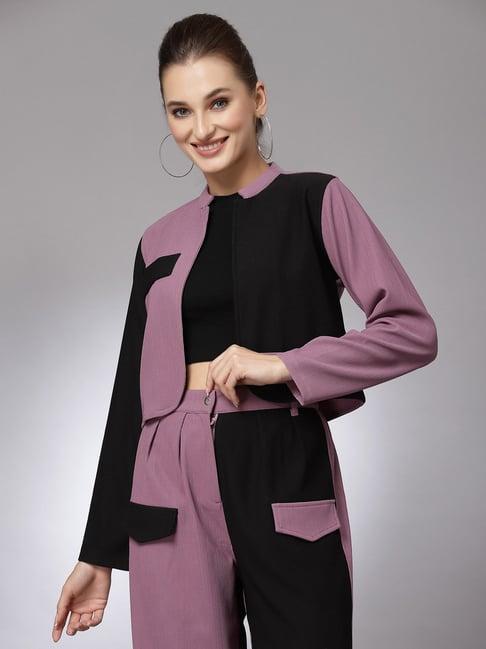 kassually black & mauve color-block jacket