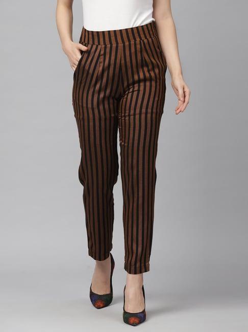 kassually rust striped trousers