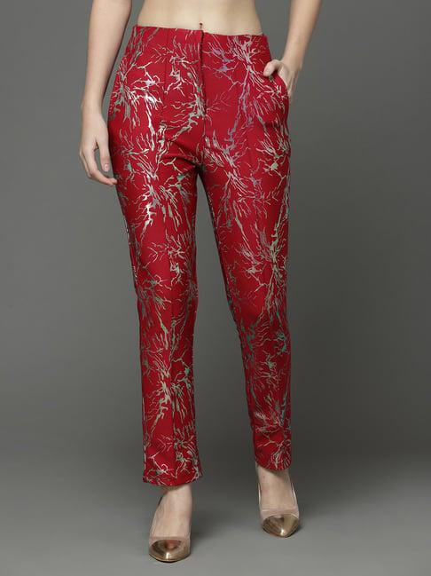 kassually red relaxed fit trousers