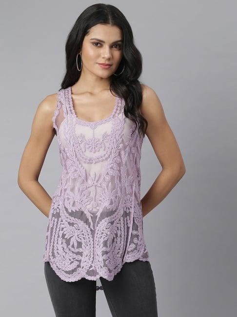 kassually lavender cotton embroidered shrug