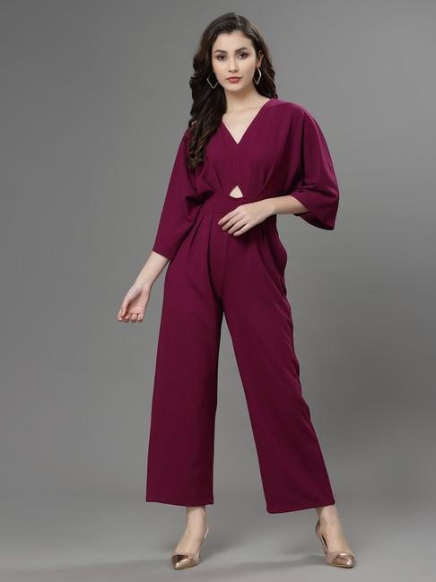 kassually maroon maxi jumpsuit