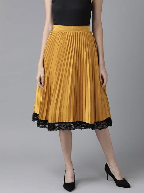 kassually mustard midi skirt