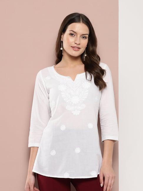 yufta white embroidered top