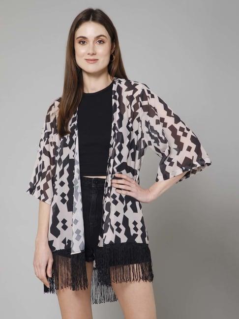 purys white & black printed shrug