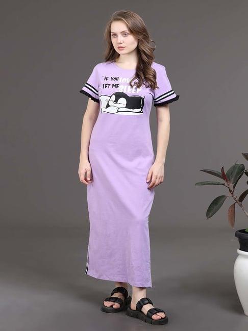 slumber jill purple printed night dress