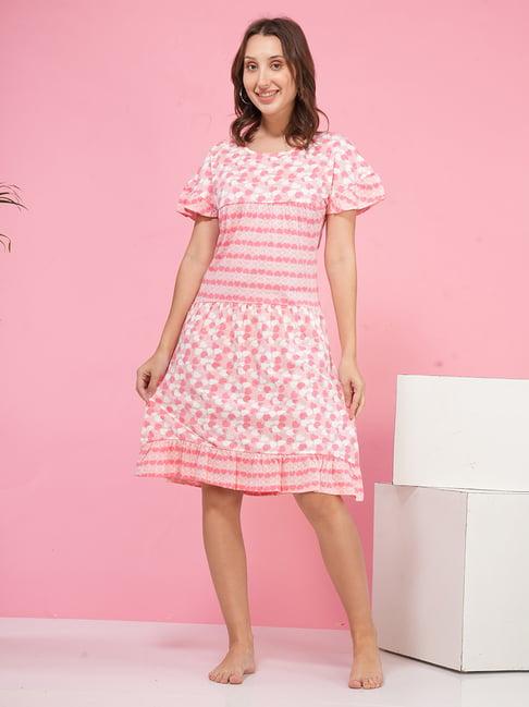 slumber jill pink printed night dress