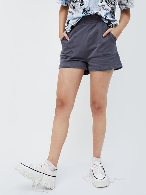 ginger by lifestyle grey cotton shorts