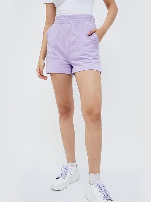 ginger by lifestyle purple cotton shorts