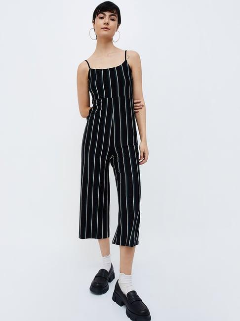 ginger by lifestyle black striped jumpsuit