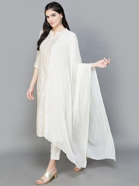 melange by lifestyle off-white plain dupatta