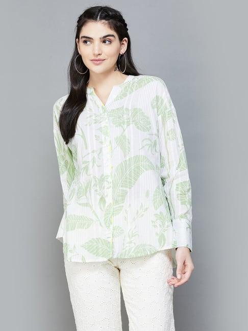 melange by lifestyle off-white cotton floral print tunic