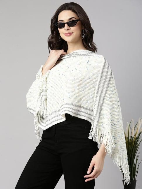 showoff white self design poncho