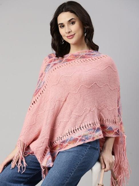 showoff pink self design poncho