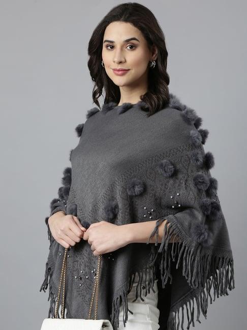 showoff grey embellished poncho