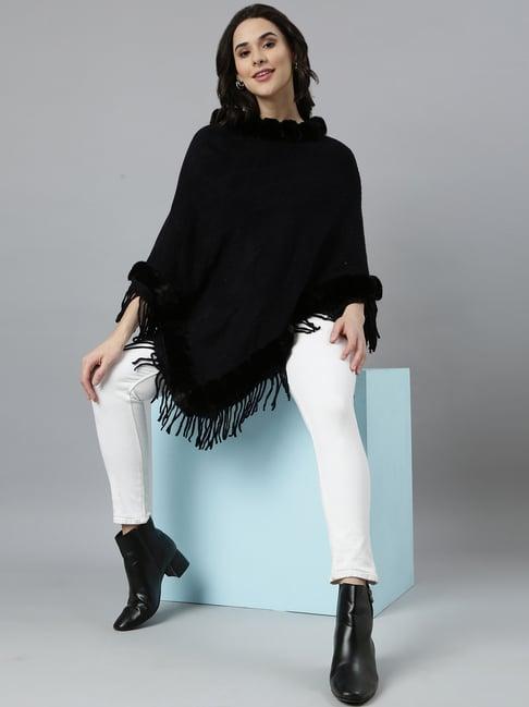 showoff black regular fit poncho