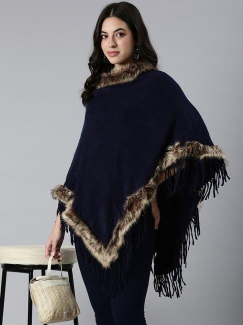 showoff navy regular fit poncho