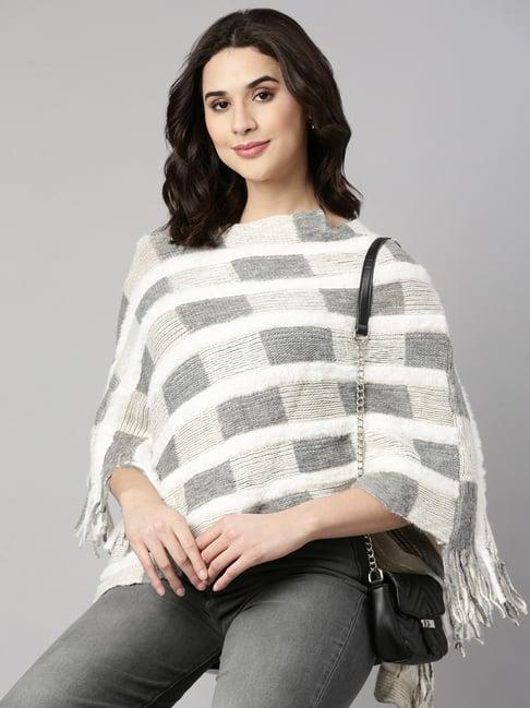 showoff grey self design poncho