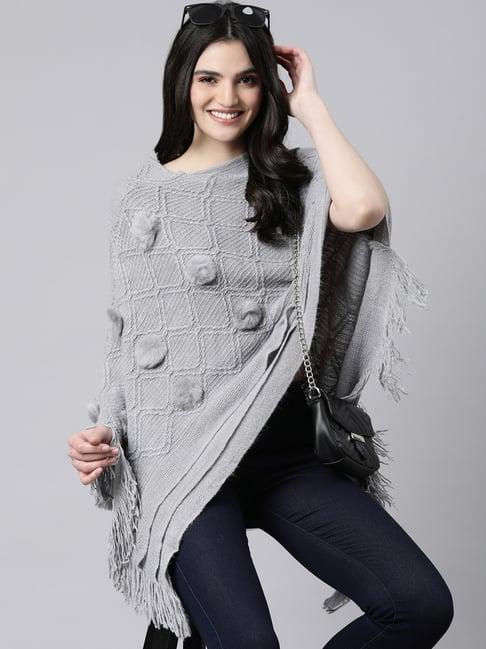 showoff grey self design poncho