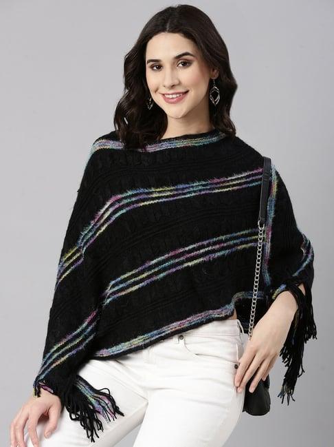 showoff black self design poncho