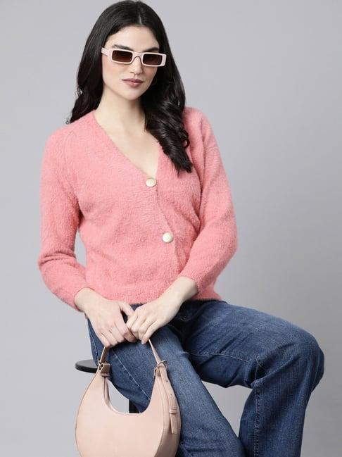 showoff peach regular fit cardigan