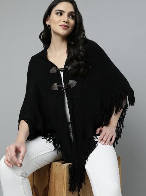 showoff black regular fit poncho