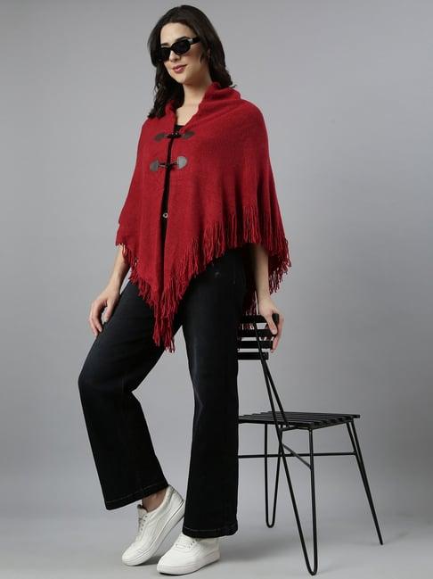 showoff maroon regular fit poncho