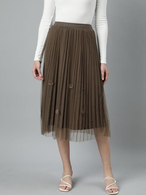 showoff brown embellished skirt