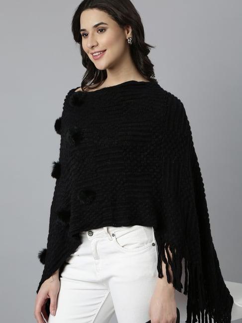 showoff black regular fit poncho