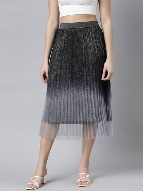 showoff black textured skirt