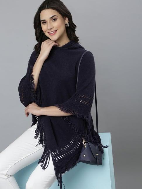 showoff navy self design poncho