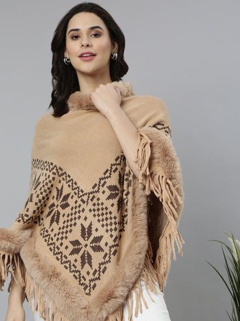 showoff brown embellished poncho