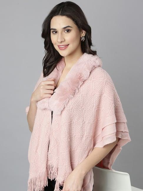 showoff peach self design poncho