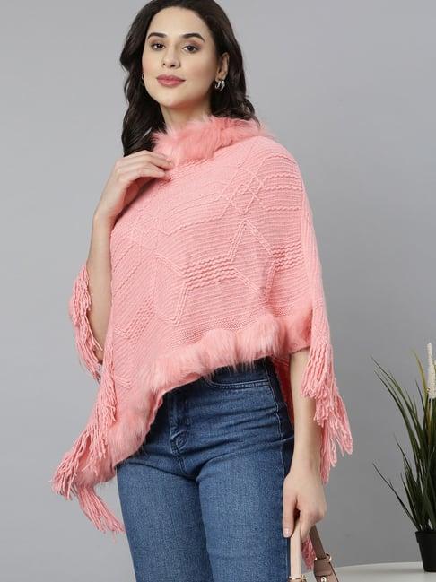 showoff peach self design poncho