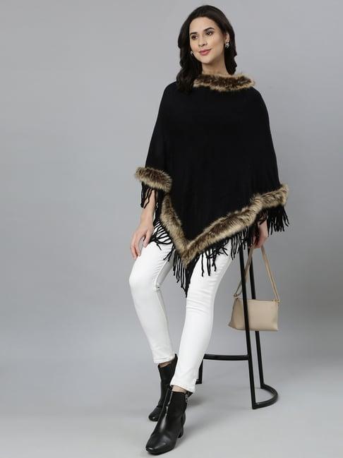 showoff black & brown regular fit poncho