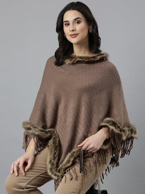 showoff brown regular fit poncho