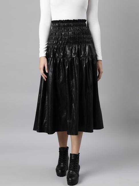 showoff black midi skirt