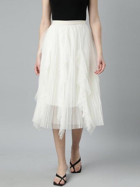 showoff cream midi skirt