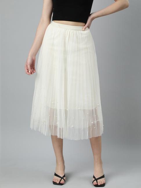 showoff cream embellished skirt