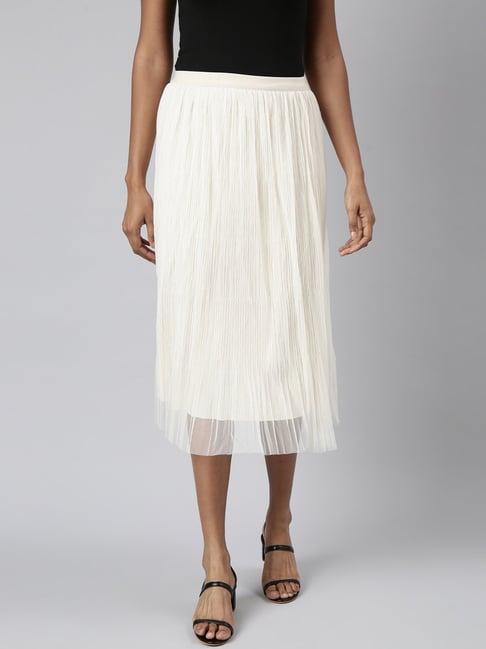 showoff cream midi skirt