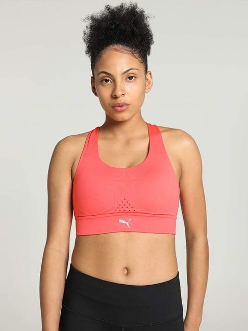 puma coral logo print sports bra