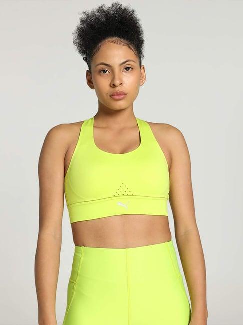 puma green logo print sports bra