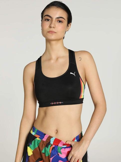 puma black printed sports bra